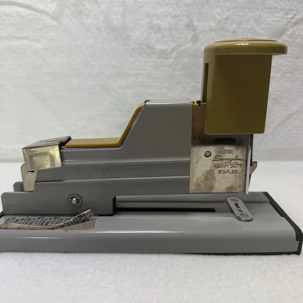 Vintage Swingline 113 Industrial Heavy Duty Stapler Gray Olive Green 110 Sheets